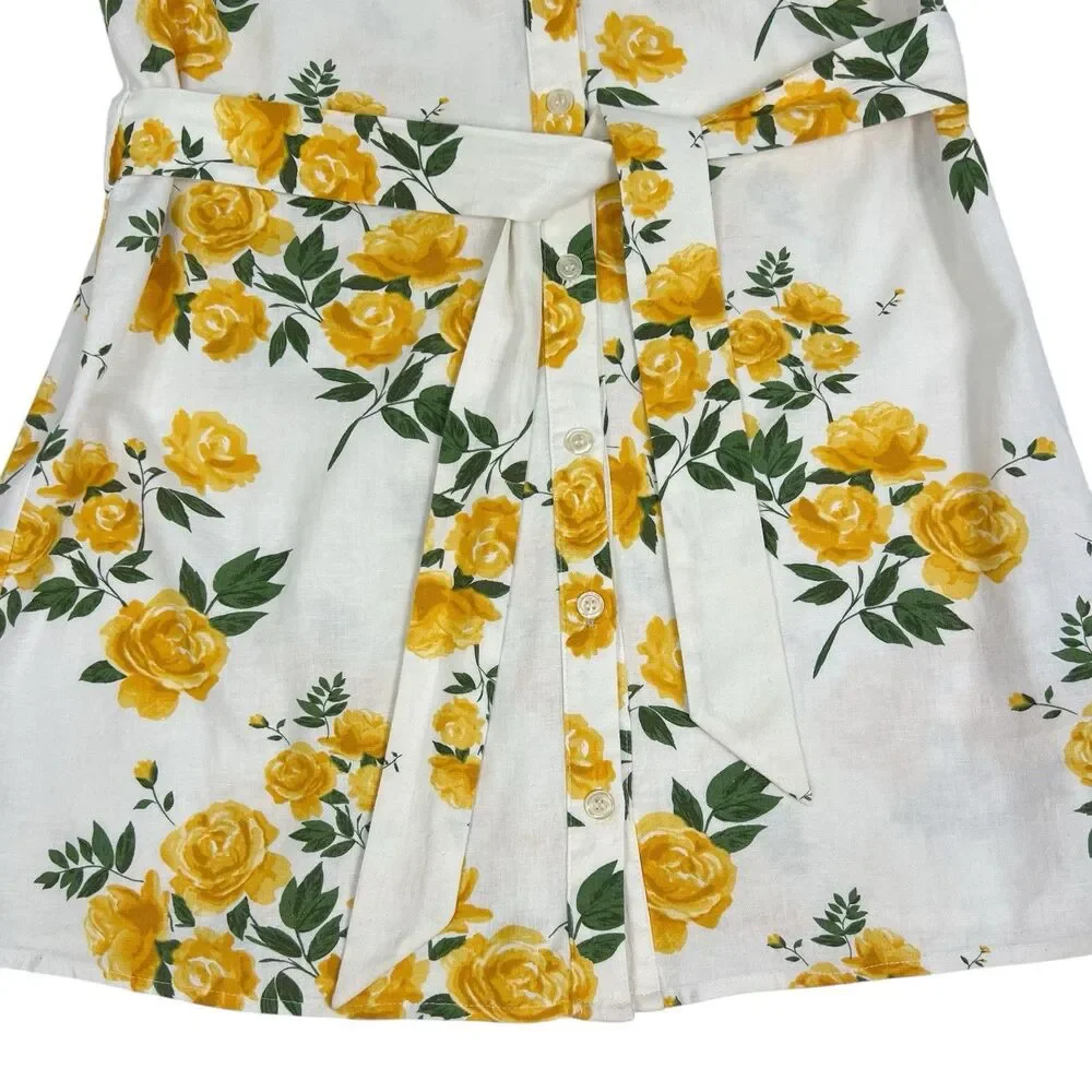 L’Academie Revolve Kendra Yellow Rose Floral Belted Mini Shirt Dress Small - Picture 7 of 11
